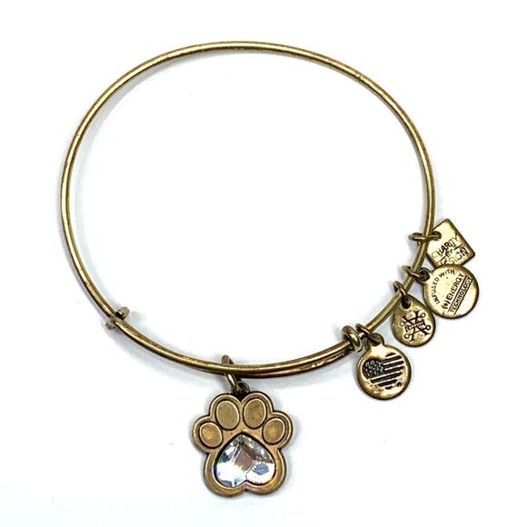 Alex and Ani Swarovski Crystal Paw Print Charm Bracelet Gold - 2"- 3.5" - Picture 1 of 3